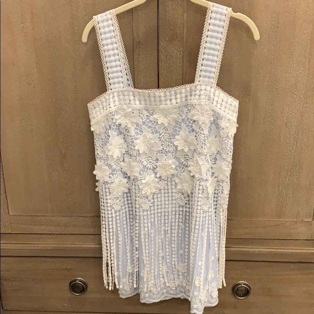 Alexis Fulton Sleeveless Fringe Lace Mini Dress XS
